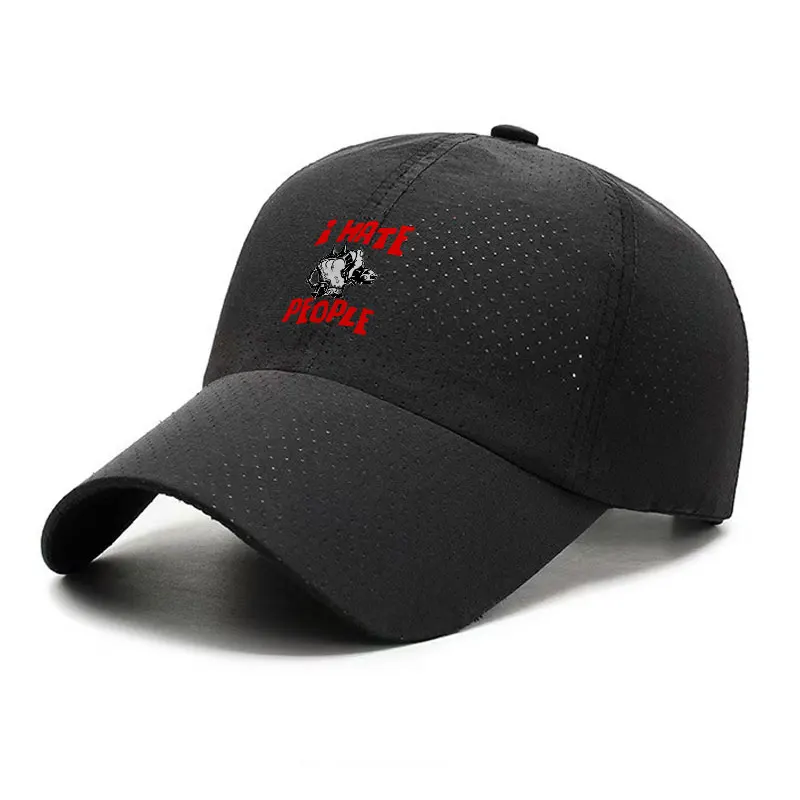 I HATE PEOPLE Quick Dry Baseball Cap Breathable Unisex Outdoor Sun Hat for Hiking Travel Daily Wear