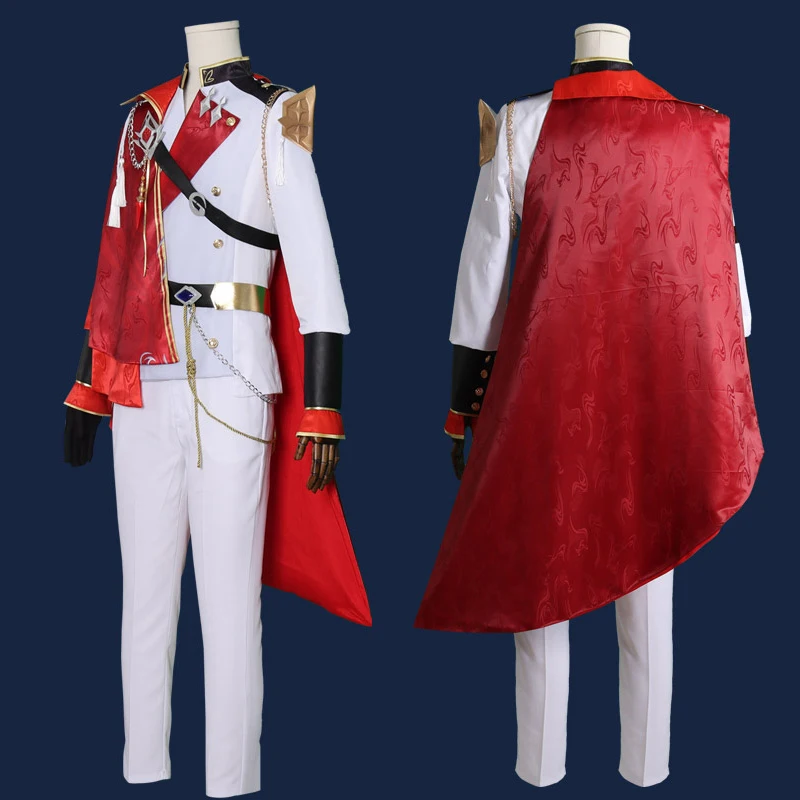 ¡Personalizar! Tartaglia disfraz de Genshin Impact para hombre, traje de concierto de jugador de guitarra, capa roja, blanco, nuevo