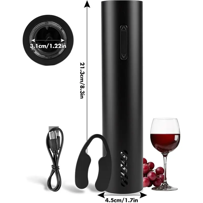 فتاحة نبيذ كهربائية A05G، متضمنة قاطعة رقائق معدنية - فتاحة زجاجات نبيذ تعمل ببطارية قابلة لإعادة الشحن للمنزل، حفلة المطبخ، Weddi #6