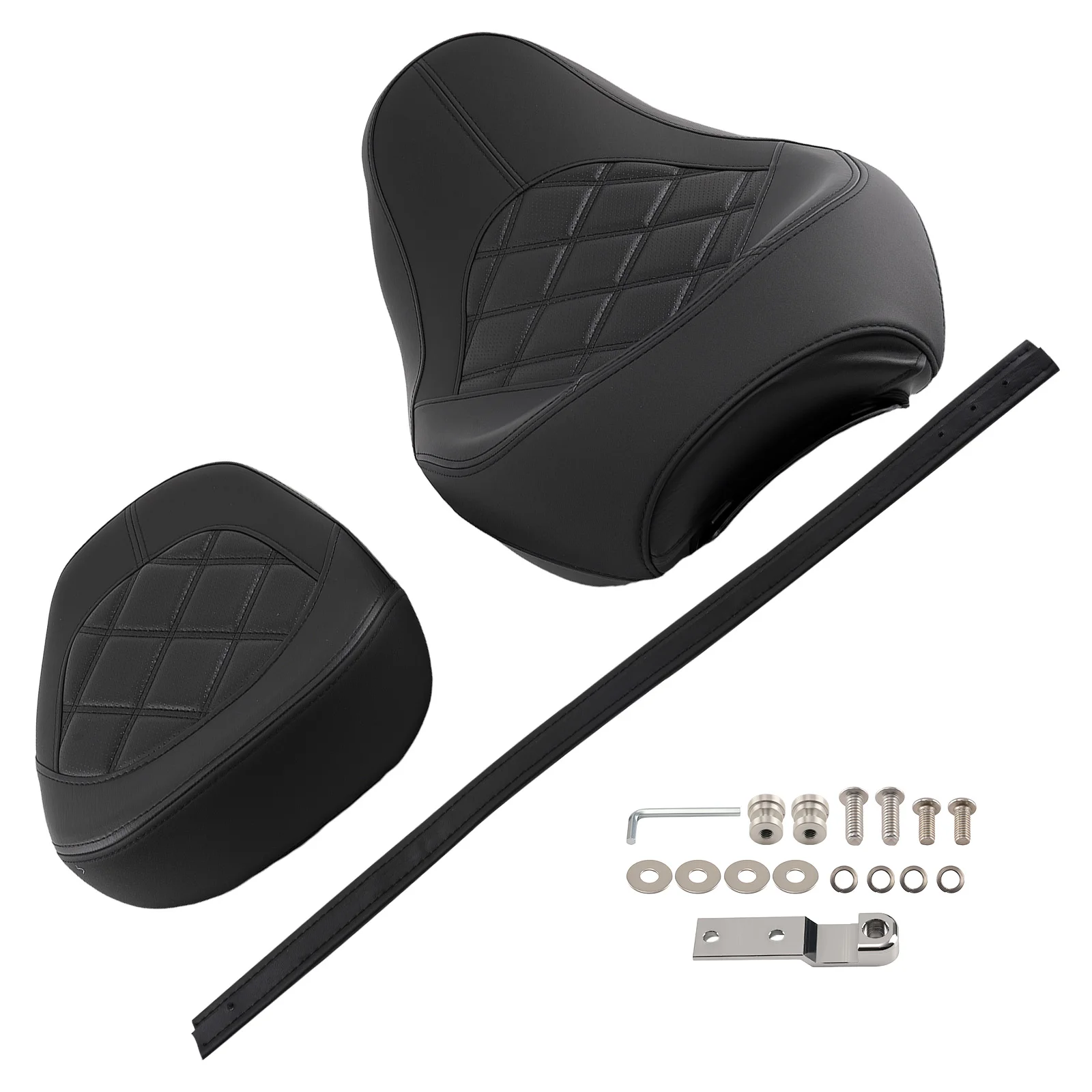 Driver & Passenger Seat for Harley Touring 2009-Later Black Leather Foam