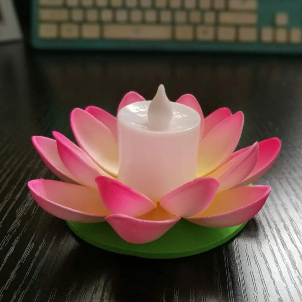 6 Pcs LED Floating Candles Lotus Night Light Electronic Artificial Flowers Plants Pool