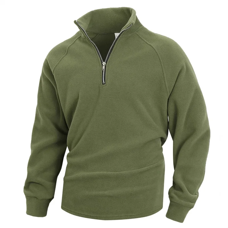 

Autumn Winter Men's Stand Collar Long Sleeve Sweatshirts Solid Slim Fit Half Zipper Sports Hoodie Male Streetwear Warm Hoodies