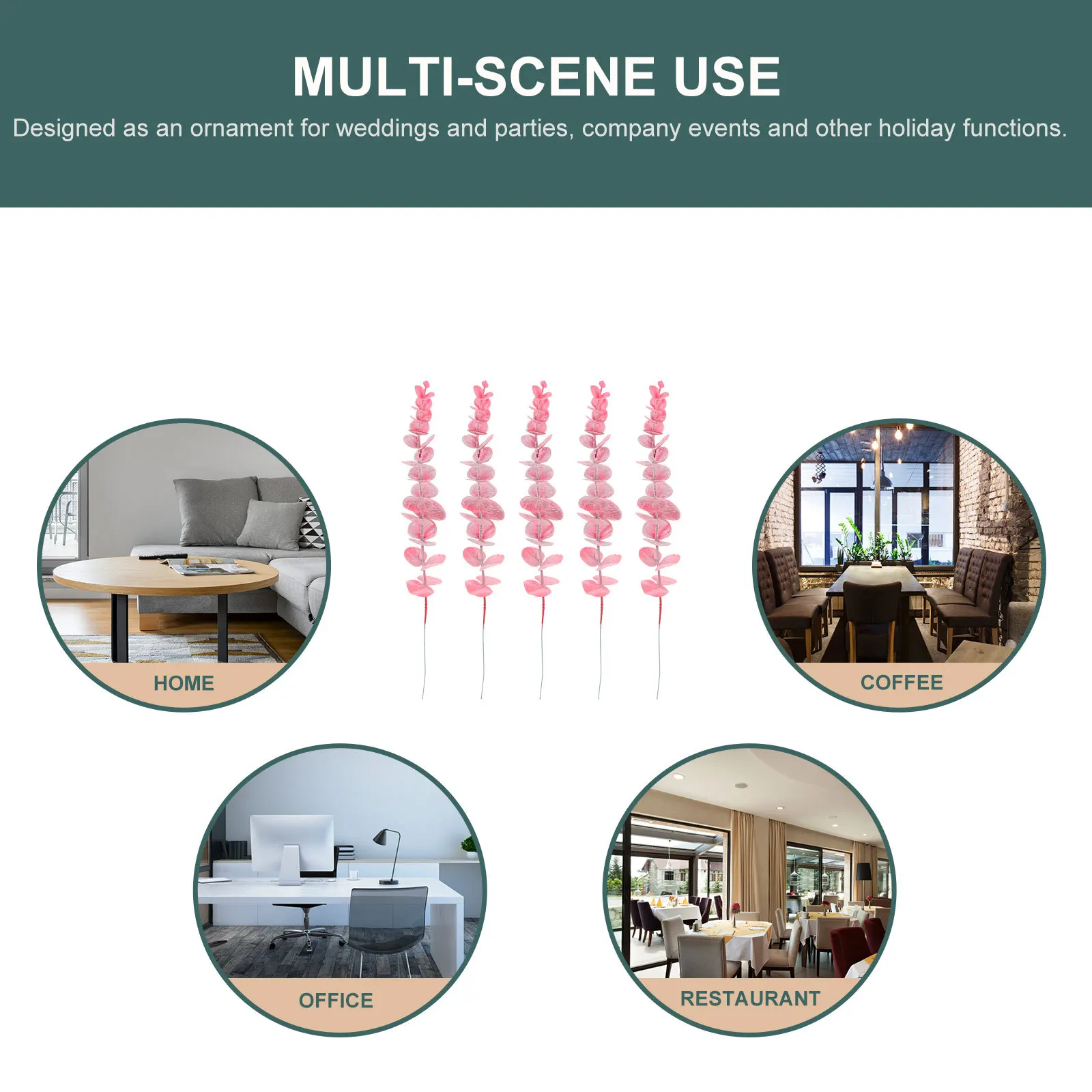 

5Pcs Artificial Eucalyptus Leaves Lifelike Fake Eucalyptus Branches for Flower Decoration Home Party Event Plant Adornments