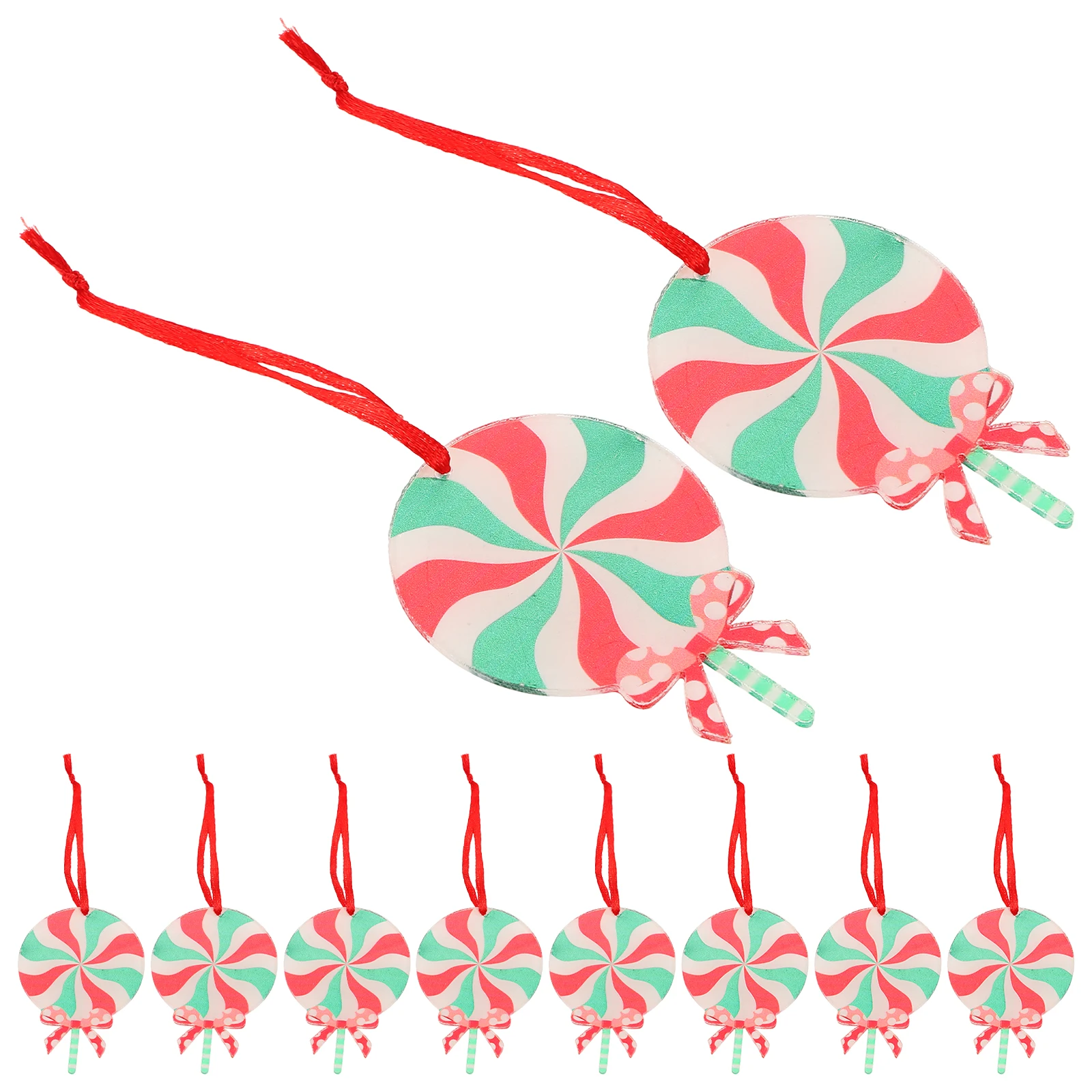 

10 Pcs Christmas Tree Pendant Candyland Party Favors Decorations Shower Theme Cane Decorate Hanging Swirls Supplies