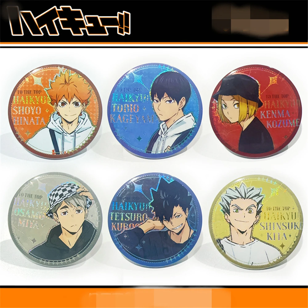 58 mm anime Haikyuu!! Hinata Shoyo Yu Nishinoya Korai Hoshiumi Cosplay Kostuum Badge Pin SPTE Blik Broche Accessoires