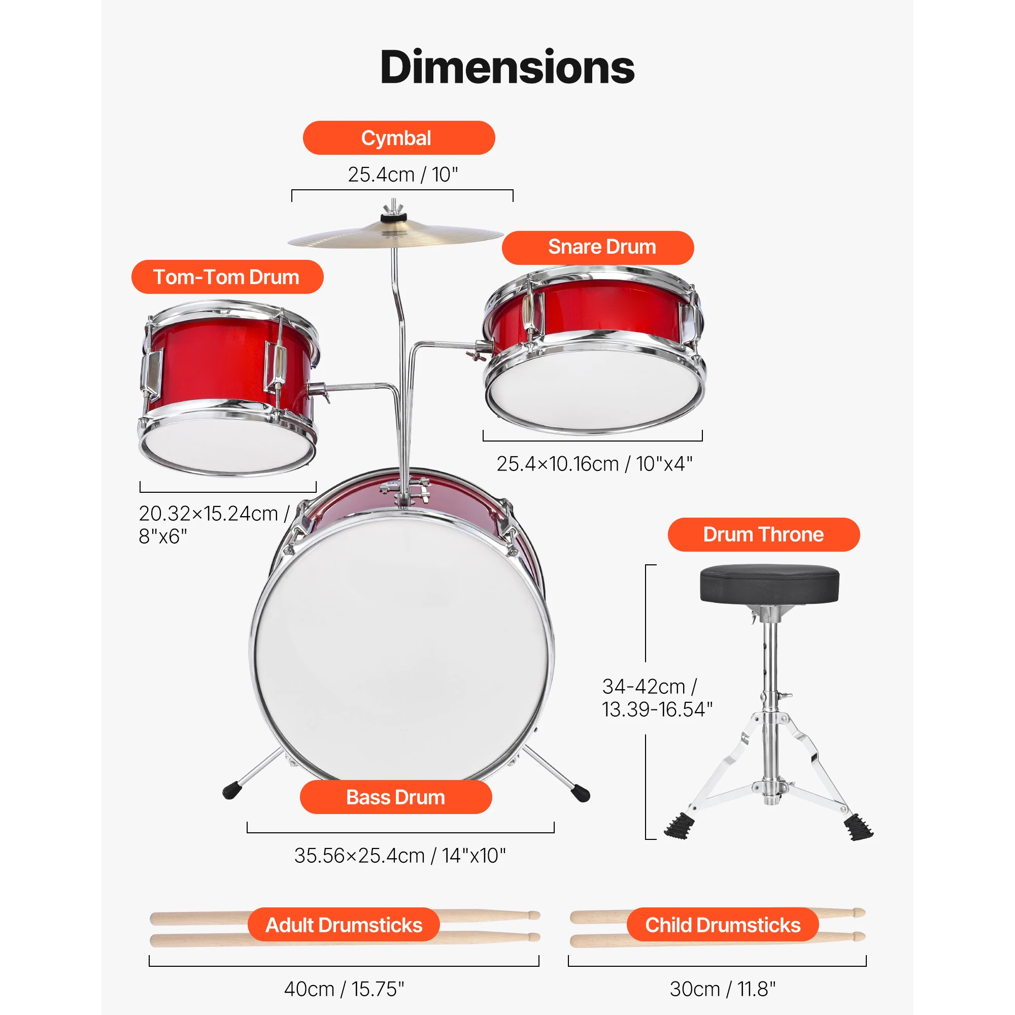 Kids Drum Set, 3-Piece 14 in J - đánh giá và giá Drum Throne Adjustable