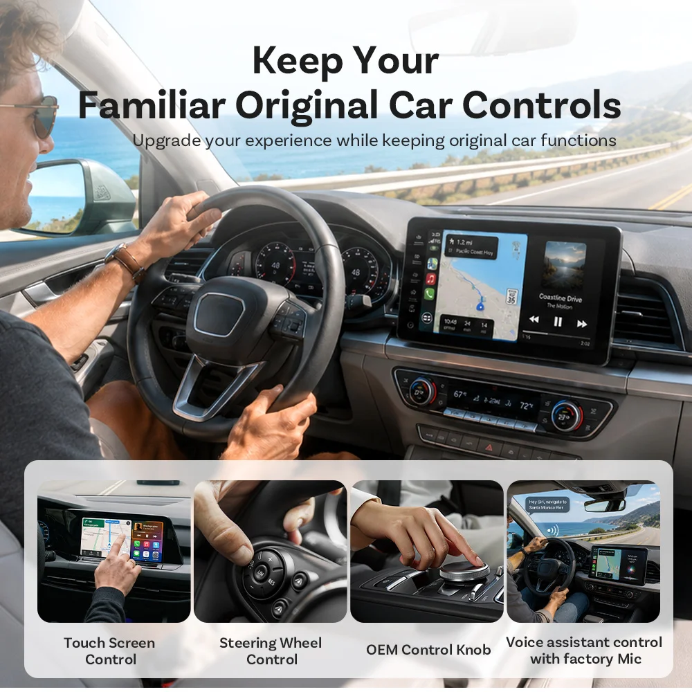 Ottocast 4-in-1 Mini Air Pro CarPlay Wireless Android Auto Adapter Video-Spiegelung Youtube Spiegel-Dongle für Airplay Miracast – Detail 7