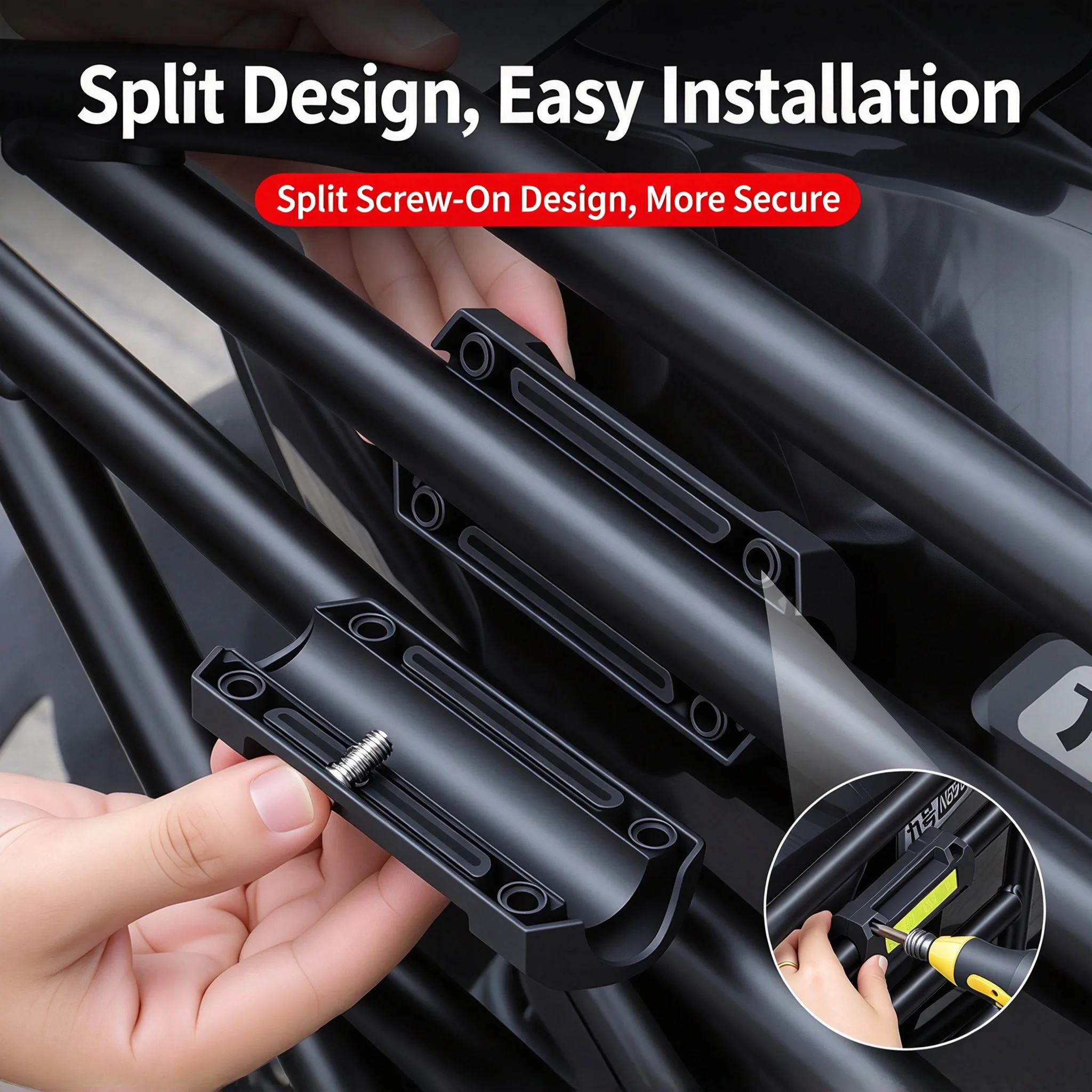 Motorcycle Crash Bar Anti-collision Protection Block Scratch Resistant Guard with Reflective Tape Decorative Accessories