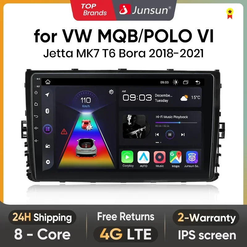 Junsun AI Android 13 Wireless CarPlay autoradio per VW MQB POLO VI Jetta MK7 T6 Bora 2018-2021 Multimedia GPS 4G DSP RDS