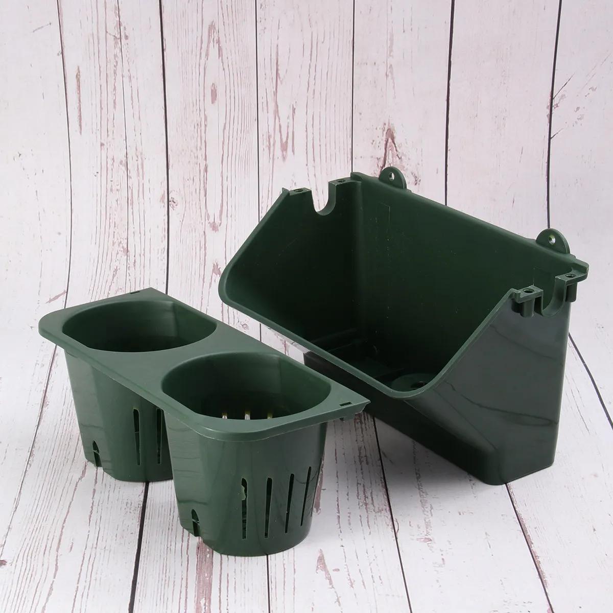 Wall Planter Vertical Garden System 2-Pot Design Water Soil Separated Drainage Holes for Herb Plants Indoor Hall