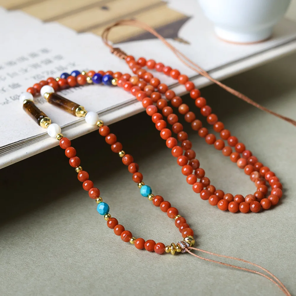 Ágata Nanhong tejida a mano Original, lapislázuli, cuerda de collar universal de piedra de ojo de tigre, nueva cadena de suéter chino para mujer