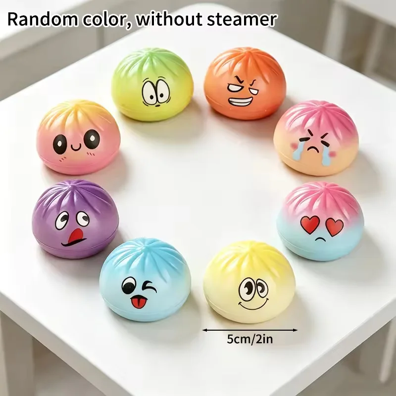 Simulation Food Squishies Bun with Steamer Soft Fidget Sensory Ornaments Colorful Dumpling Squishes