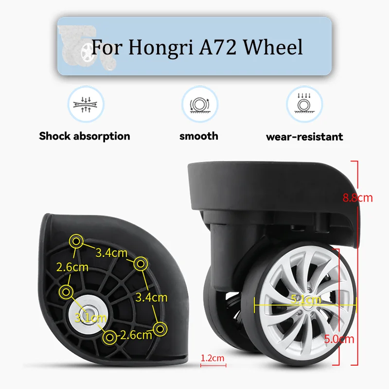 

For Hongri A72 Universal Wheel Replacement Suitcase Rotating Smooth Silent Shock Absorbing Wheel Accessories Wheels Casters