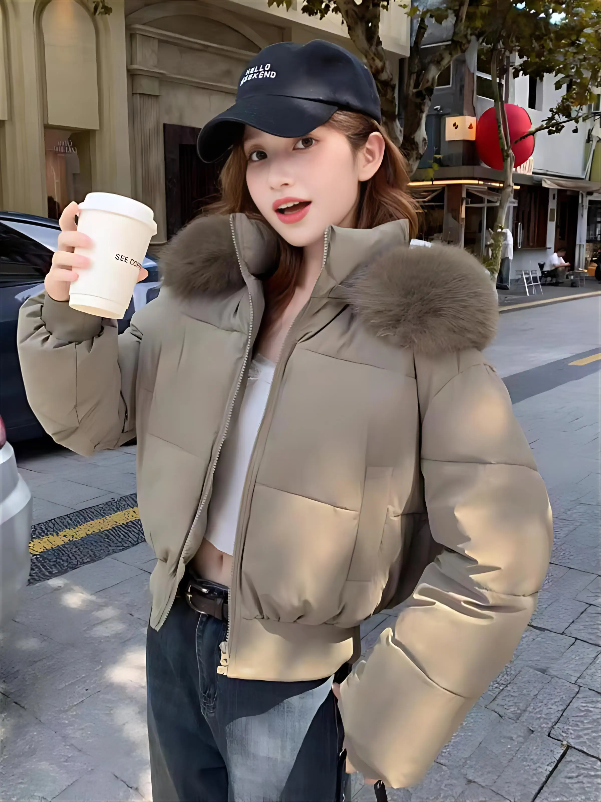 

Puffer Parkas Womens Long Down Coats Mink Regular Adjustable Windproof Contrast Dual Air Flat Stitched Urban Layered Cotton Vibe