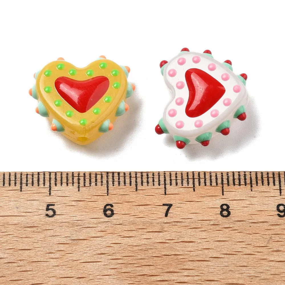 PandaHall 25 Stück Backlack-Glasperlen in Herzform, Emaille-beschichtet, 16-17x18x7mm, 1,2mm Loch für DIY Schmuck- und Halskettenherstellung – Detail 3