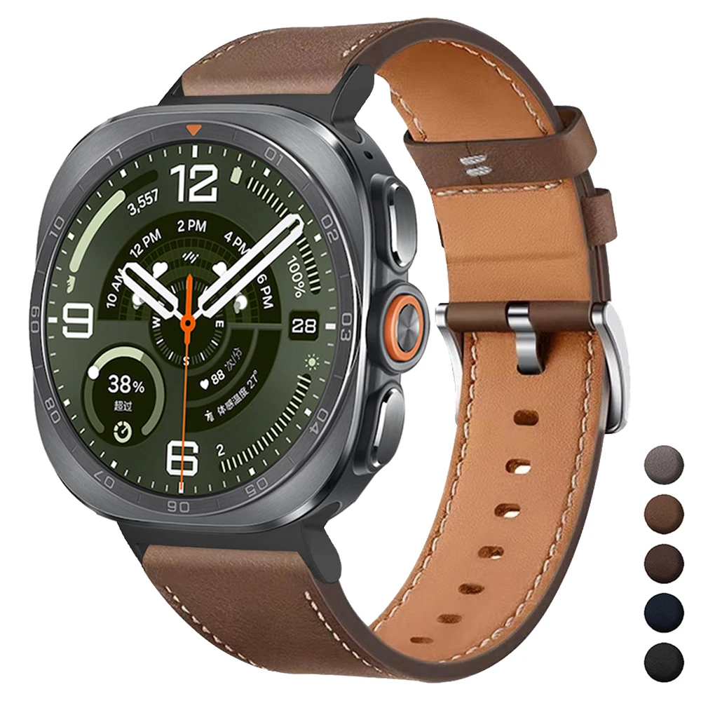 Leather Smartwatch Strap for Samsung Galaxy Watch Ultra 2 2026 Replace Watchbands for Galaxy Watch Ultra 47mm Correa Accessories