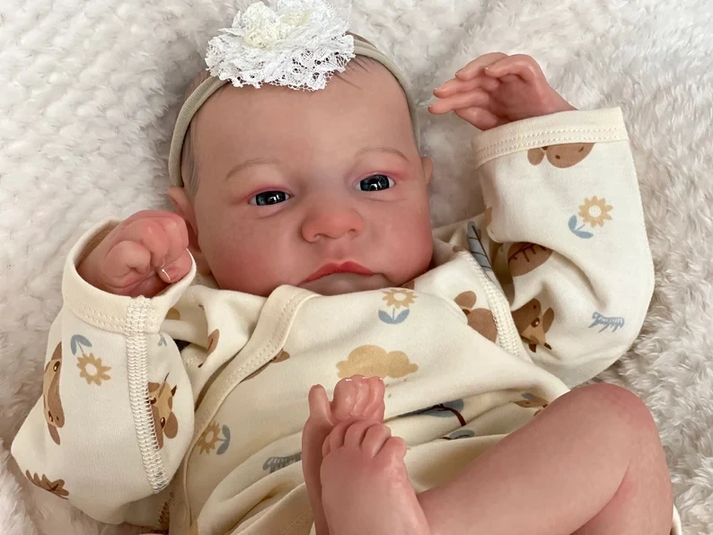 NPK 19 inch reborn babypop al geschilderd afgewerkt wakker pasgeboren baby maat 3D huid zichtbare aderen collectible kunstpop