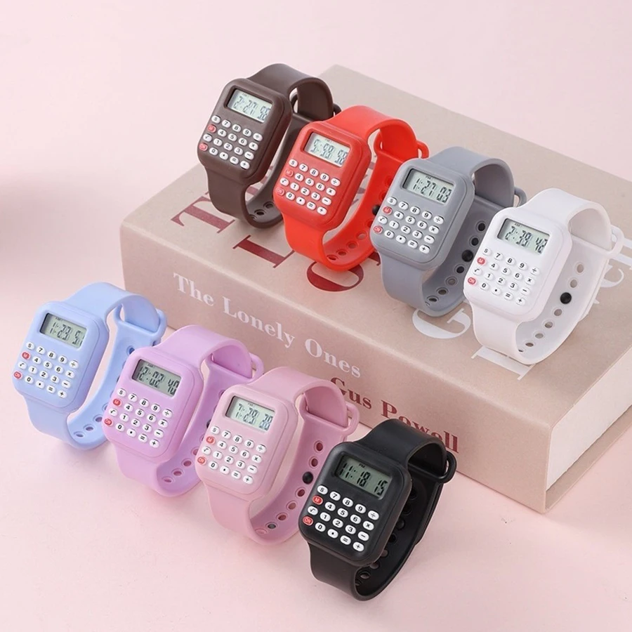 2pcs Children Watch with Calculator Function LED Digital Watch Sports Electronic Watch for Boys Girls Kids Student Gift Clock