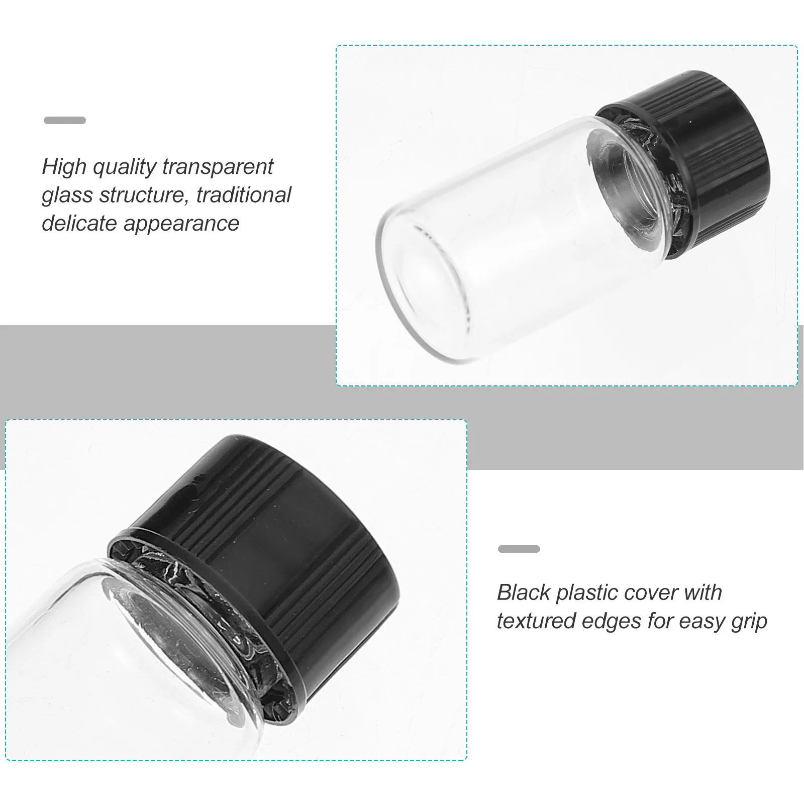 

100Pcs Small Glass Sample Bottles Transparent Clear Reagent Bottles for Pharmacy Essential Oil Storage