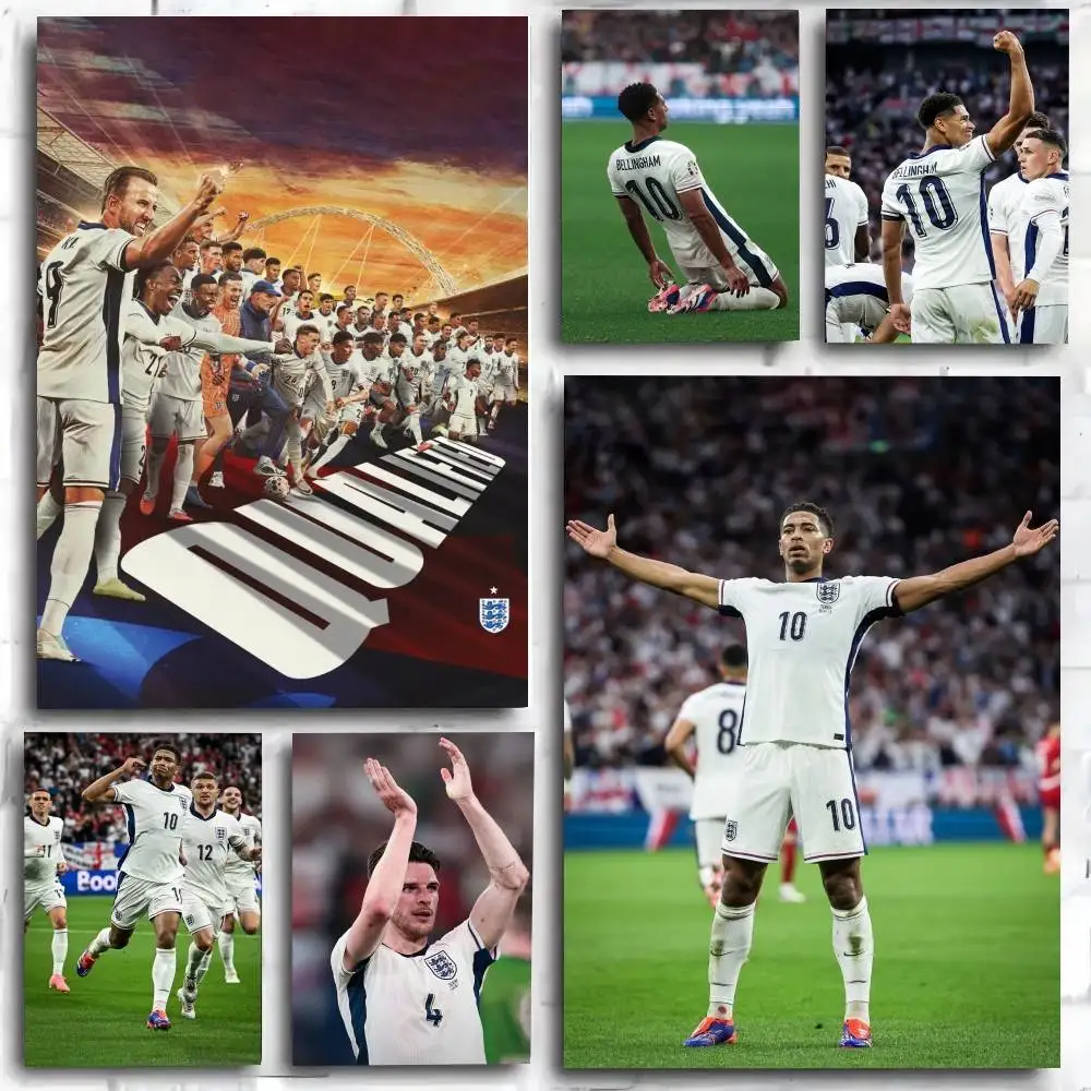 1PC England National Football Team poster Self-adhesive Art Waterproof Paper Sticker Coffee HouseWall Decor