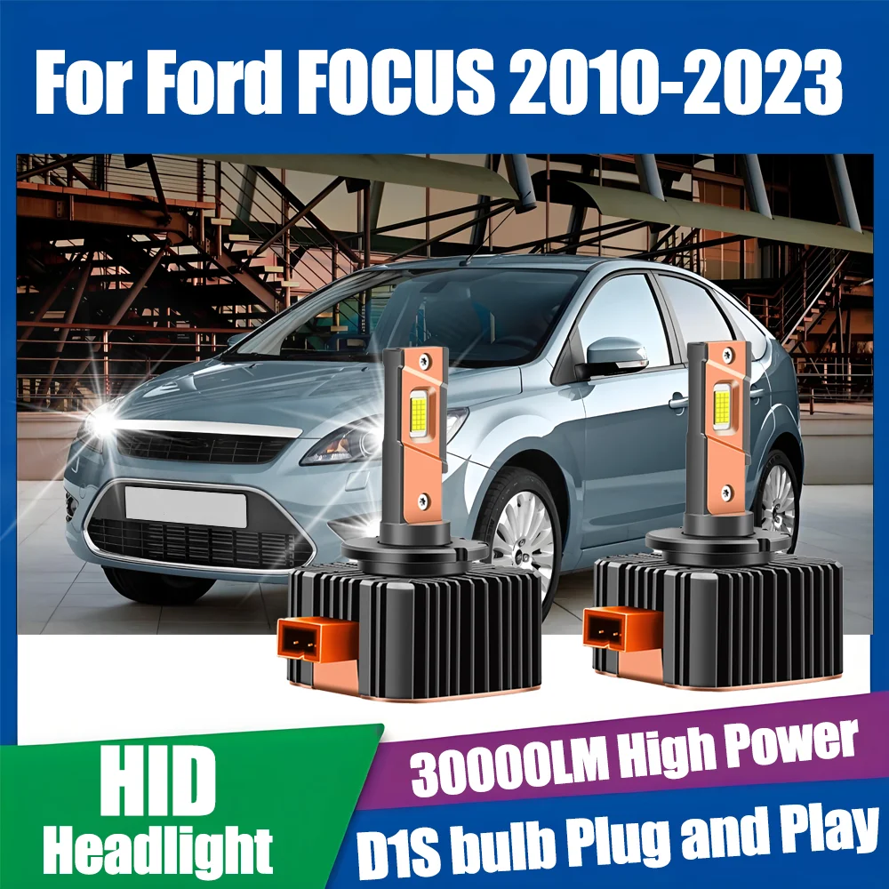 

2 шт. 6000K белые D1S Canbus светодиодные фары 30000LM 120 Вт автоматические HID ксеноновые фары Plug & Play 12 В для Ford FOCUS 2010-2023 2011