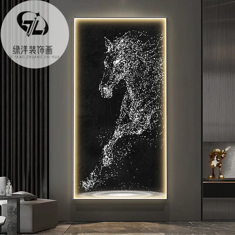 Entrance entrance decoration hanging paintings LED lighting paintings Vertical version corridor Corridor luminous murals