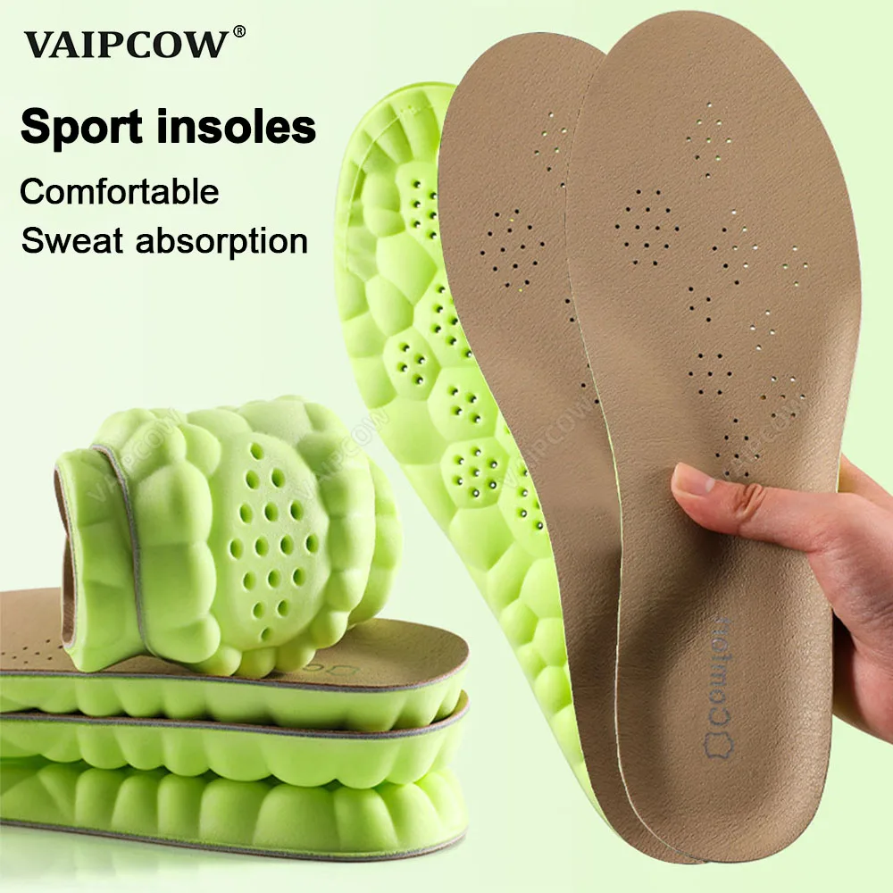 

PU Feet Sole Soft leather Orthopedic Sport Insoles Breathable Shock Absorption Running Shoes Pad Men Women Arch Support Insole