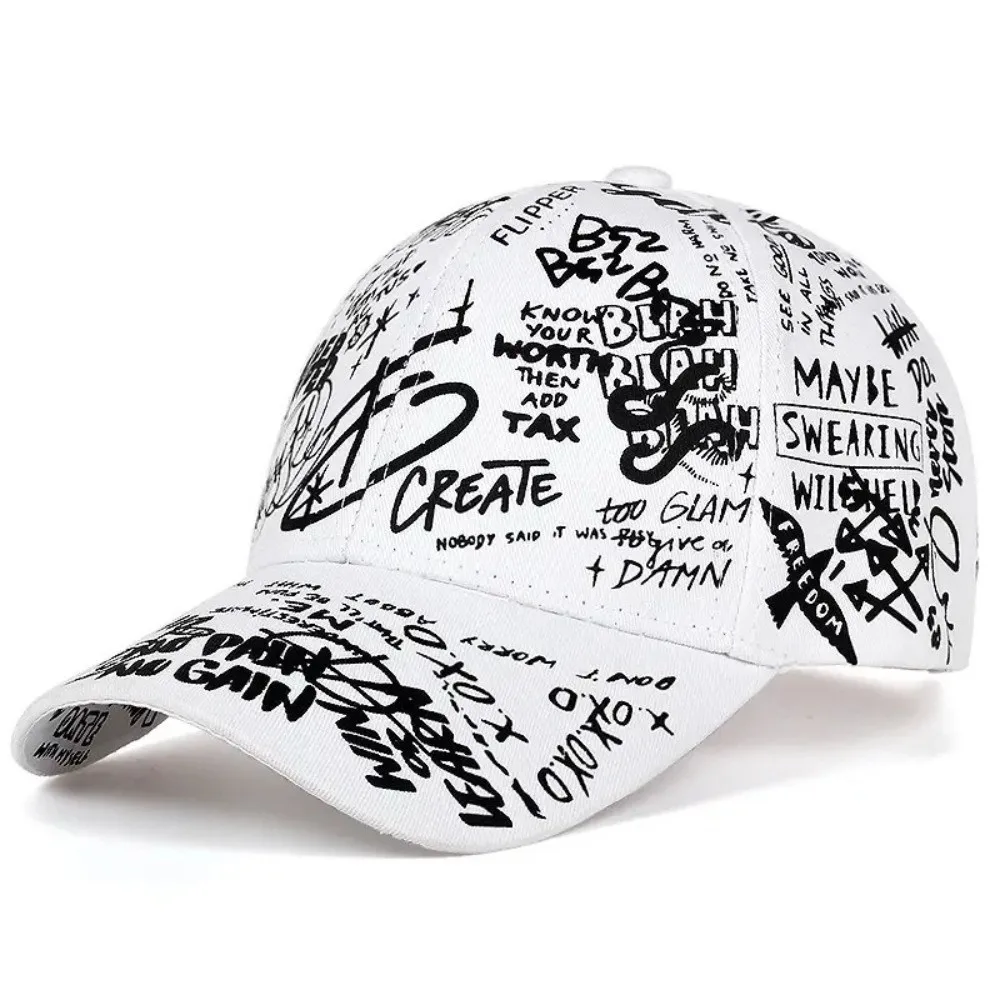 Quick Dry Baseball Caps UV Protection Letter Geometry Printing Snapback Hat Hip Hop Colorful Graffiti Print Sunscreen Hat Summer