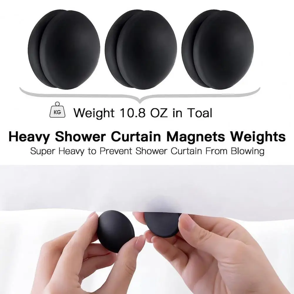 Silicone Coated Shower Curtain Magnets Heavy-duty Shower Curtain Magnets Rust-proof Never Break or Fall Off Prevent Blowing