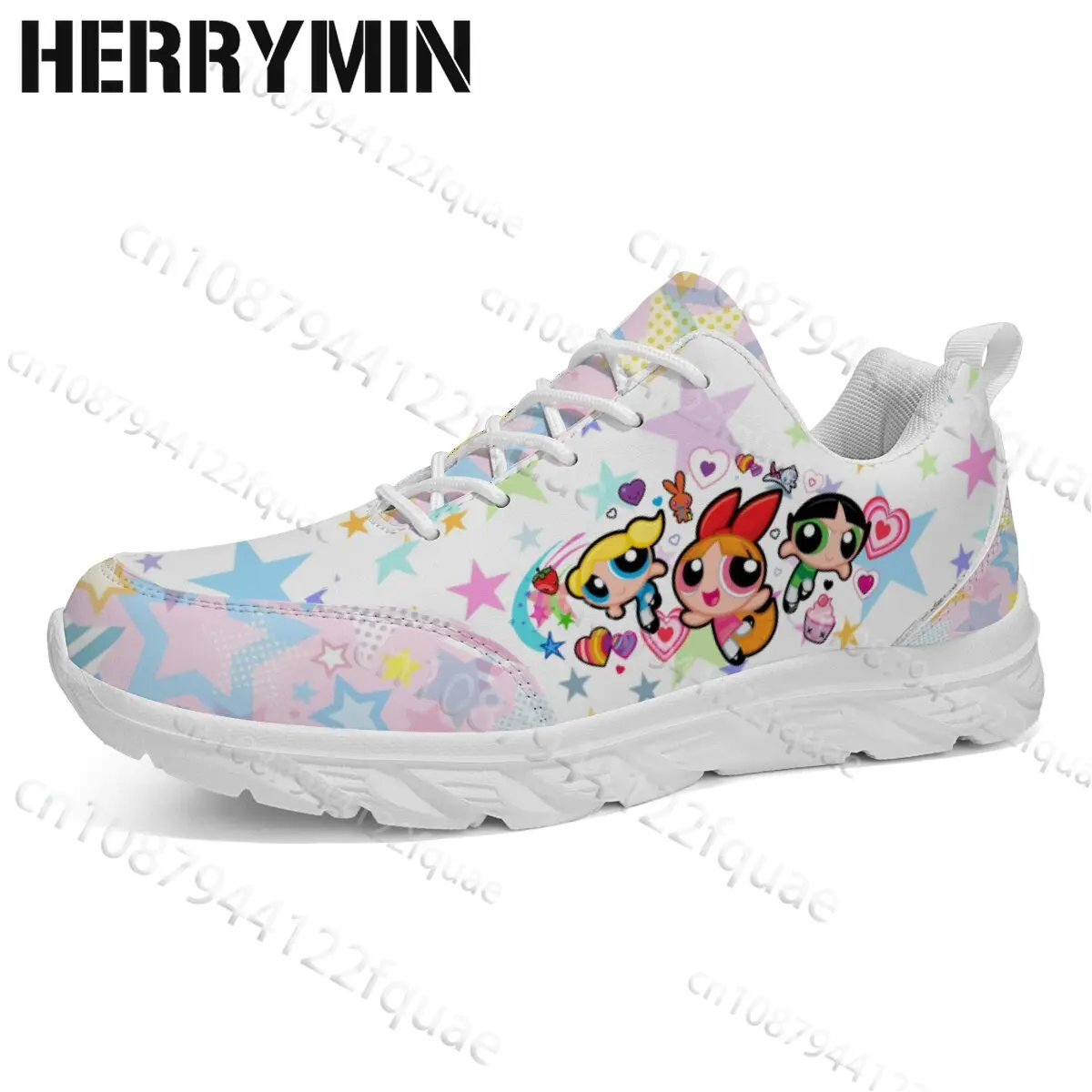 

Powerpuff Girls Children's Cartoon Design Shoes Thick Sole Durable Full Coverage Black White Board Shoes Gift for Boys Girls