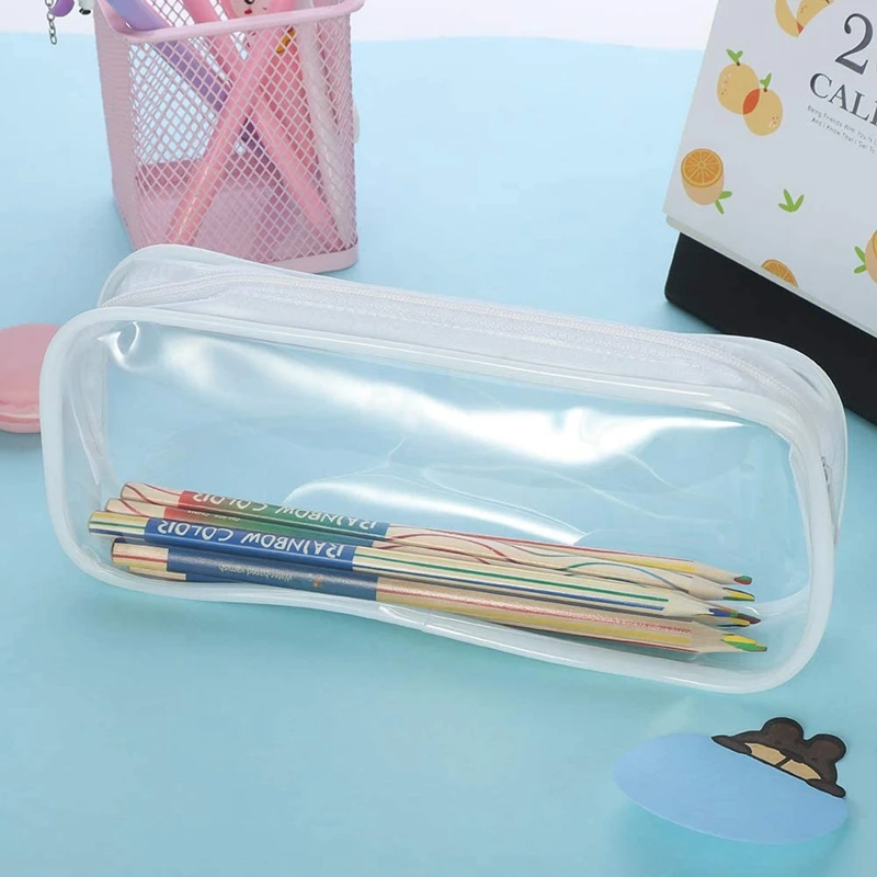 4 Pcs Clear Pencil Case Big Capacity Transparent Pen Pencil Bag PVC Pen Pencil Zipper Pouches