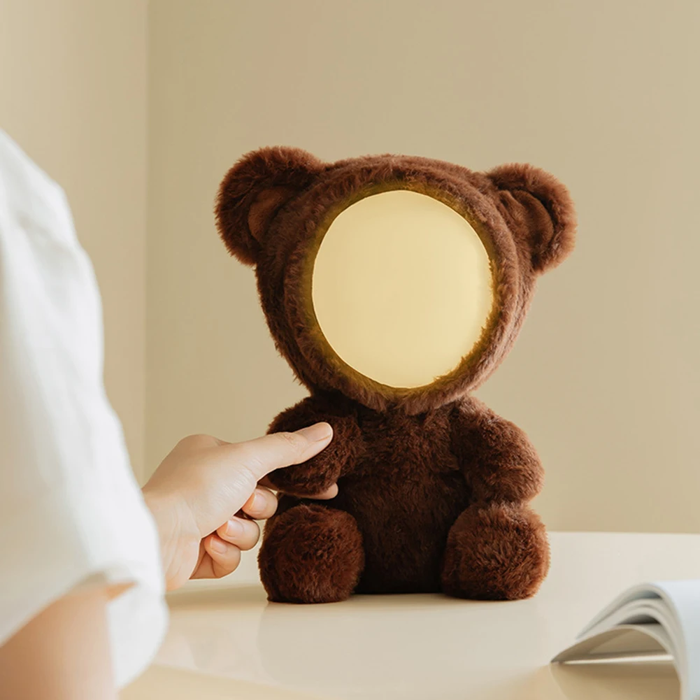 Cute Stuffed Bear Rabbit LED Night Light Bluetooth-compatible Speaker Lamp Table Lamp for Bedroom Ornament Birthday Gift for Kid