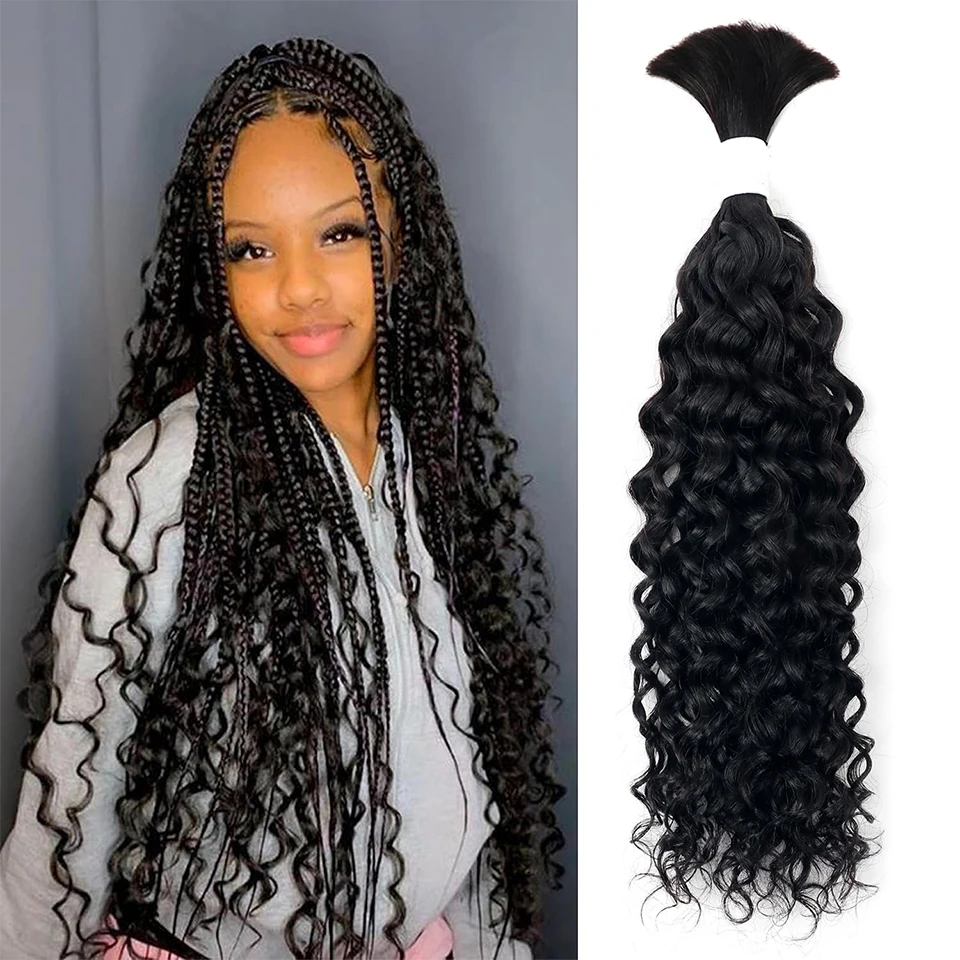 Braiding Hair Human Bulk Hair Deep Wave Bulk Human Braiding Hair for Braids Hair No Weft Deep Wave Human Hair Extension 50-80cm