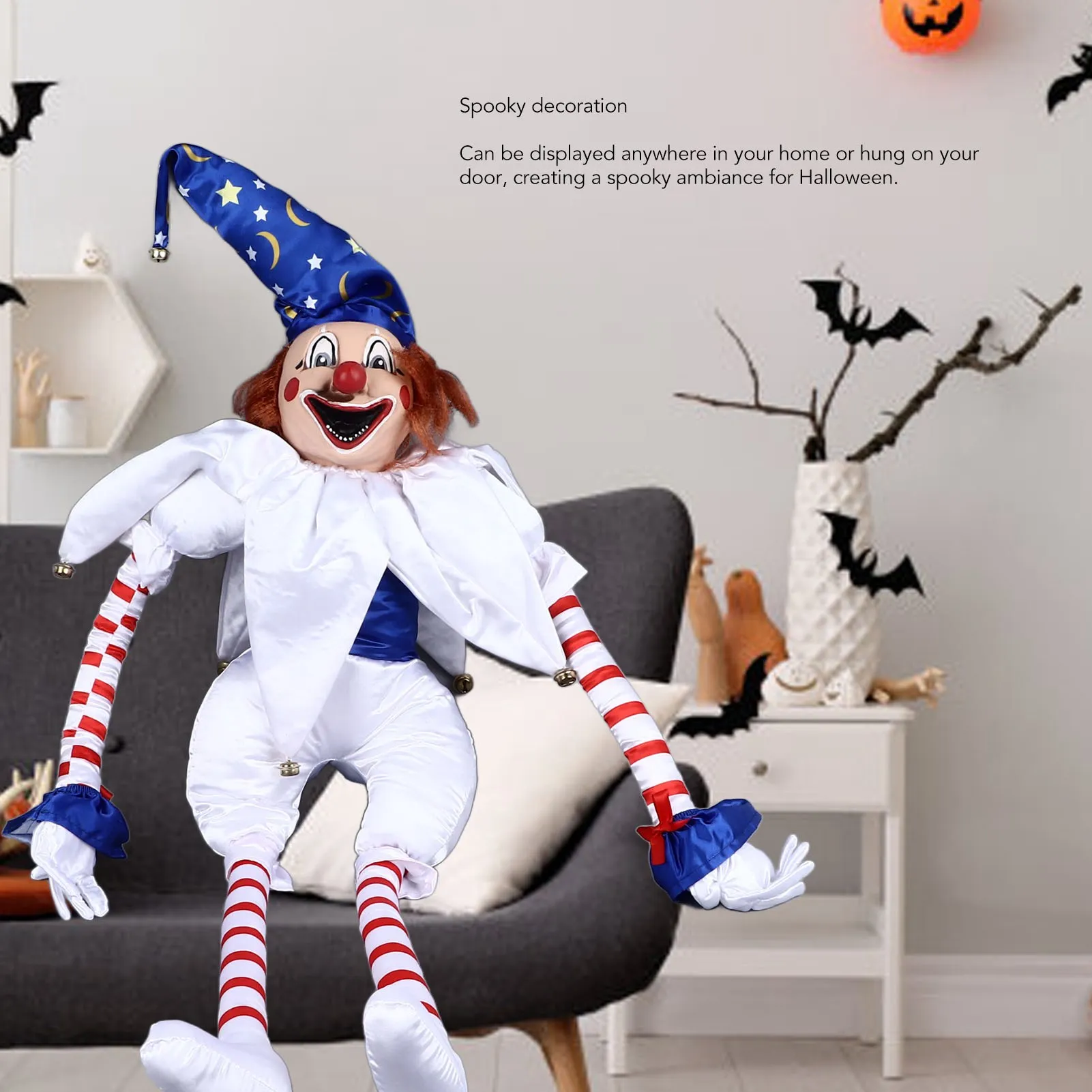 

Clown Doll Decoration Halloween Clown Doll Eerie Clown Doll Decoration Hanging Scary Clown Ornament for Horror Themed Activities