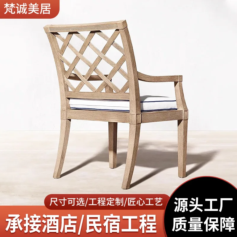 

Outdoor Courtyard Outdoor Modern Simple Teak Table And Chairs Villa Garden Leisure Solid Wood Dining Table And Chairs