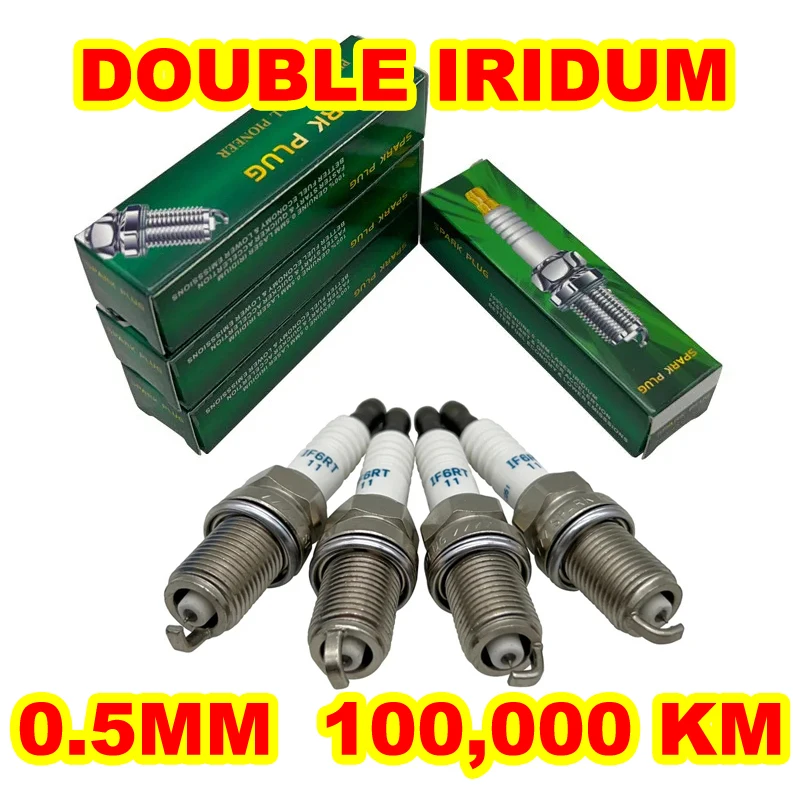 4 6 Stück 100% Original GRÜNE DOPPEL-Iridium Zündkerze D-4589 für IFR6T11 IFR6J11 IFR5T11 IFR5J11 IK20TT RC89WYP4 SK20R11 VK20