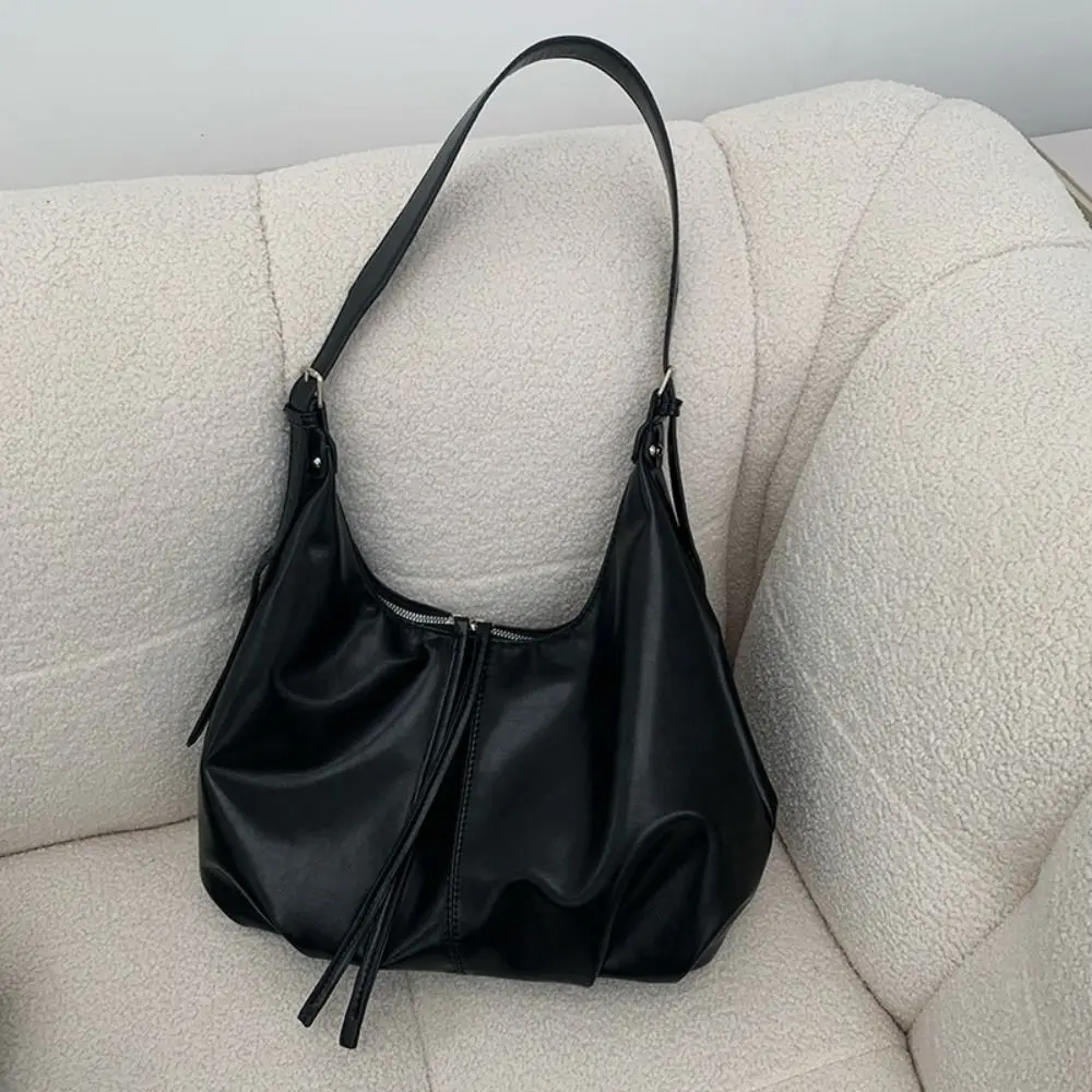 

Повседневная большая вместительная сумка через плечо из искусственной кожи, модная однотонная сумка-тоут, сумка в корейском стиле, женская сумка через плечо для девочек