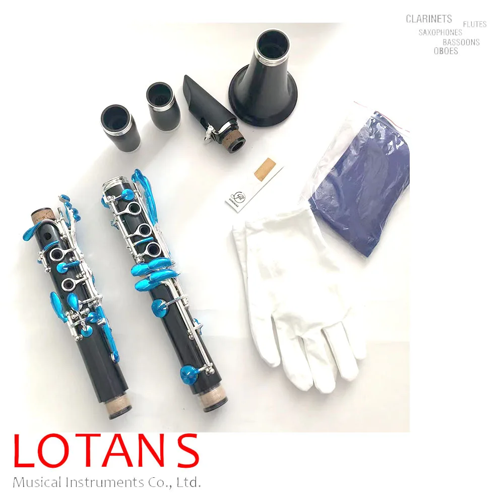 Factory sales processing ebony clarinet silver  plated 17 key Bb clarinet Professional Performance level