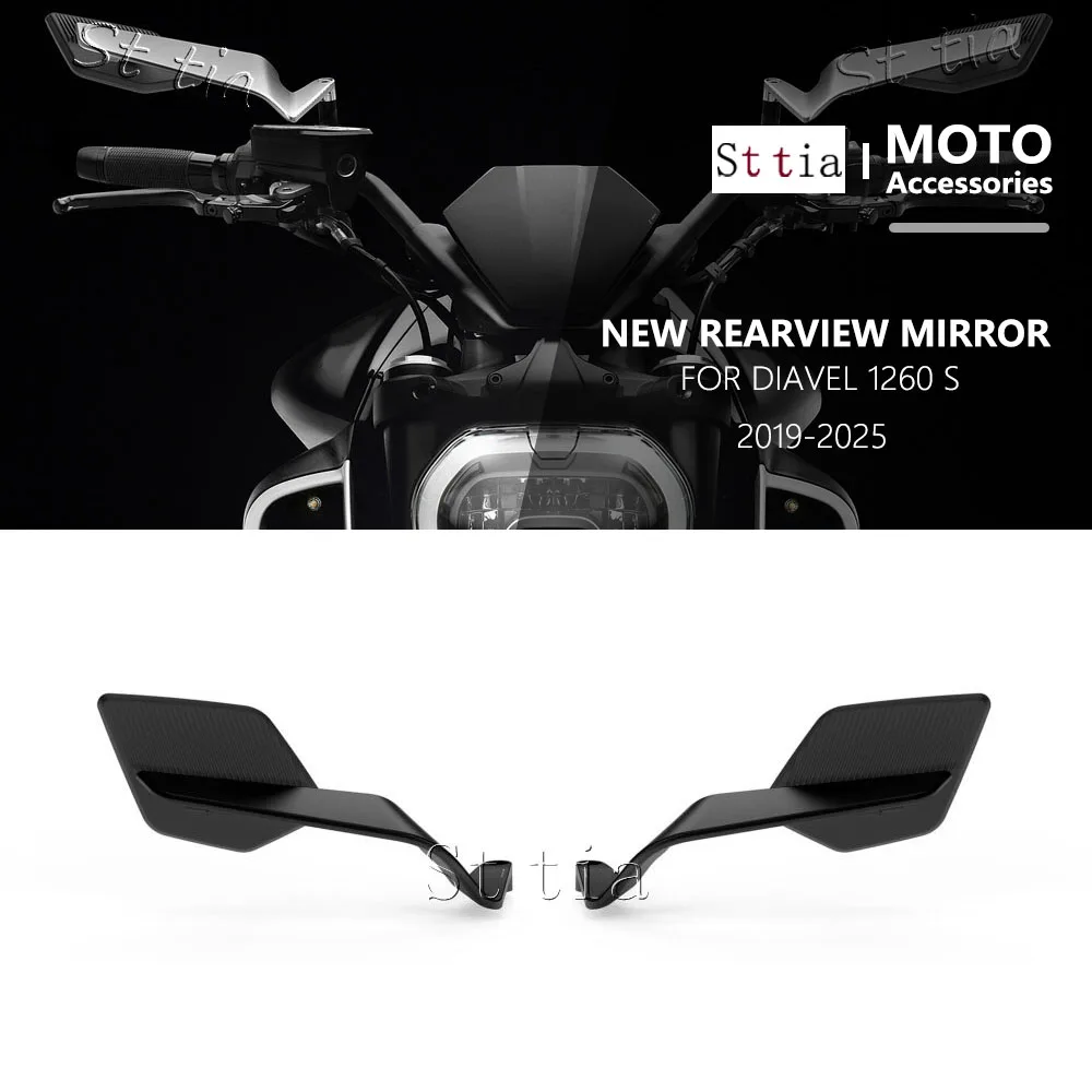 ل Ducati XDIAVEL X Diavel 1262 S Dark 2021-2025 DIAVEL 1260 S 2019-2025 مرايا الرؤية الخلفية للدراجة النارية HD مرآة جانبية للرؤية
