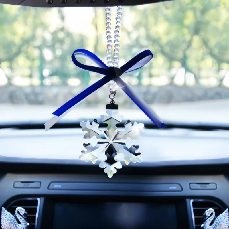 Crystal Snow Car Pendant Interior Decoration Car Hanging Decoration Rear View Mirror Decoration Car Interior Accessories