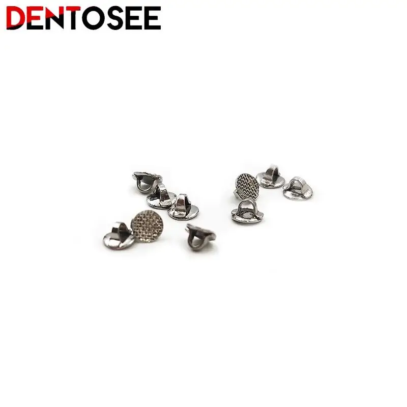 10Pcs/pack Dental Orthodontic Mesh Lingual Buttons Bottom Perforated Connection Tongue Side Buckle Dental Consumables