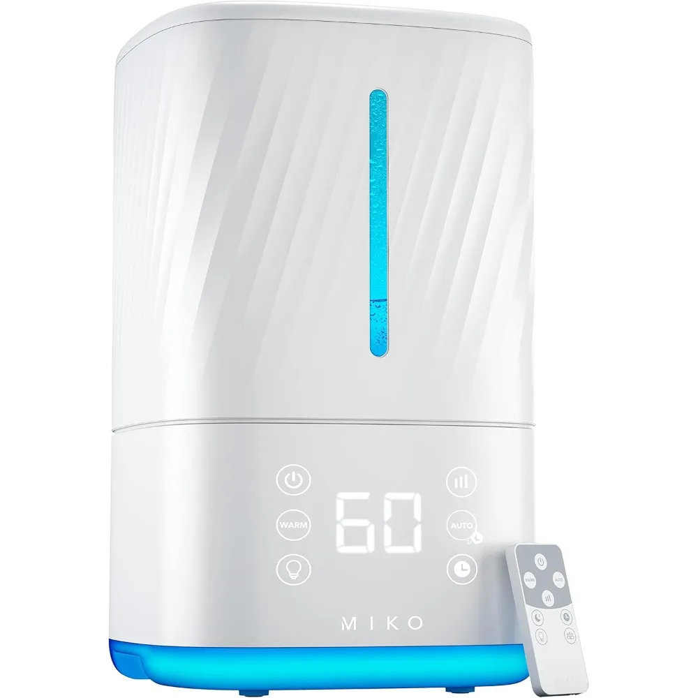 

Humidifier With Cool and Warm Mist, Ultrasonic Humidifiers for Large Room & Bedroom- Water Filter, Auto Mode