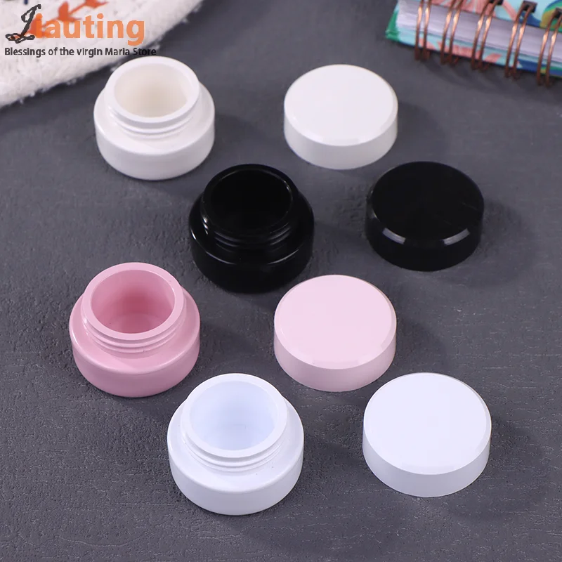 1/4PCS 3g พลาสติกเล็บเครื่องสําอางค์คอนเทนเนอร์ Jar ขนาดเล็กตัวอย่างครีมหม้อเล็บเจลผงแต่งหน้าโลชั่นเครื่องมือ