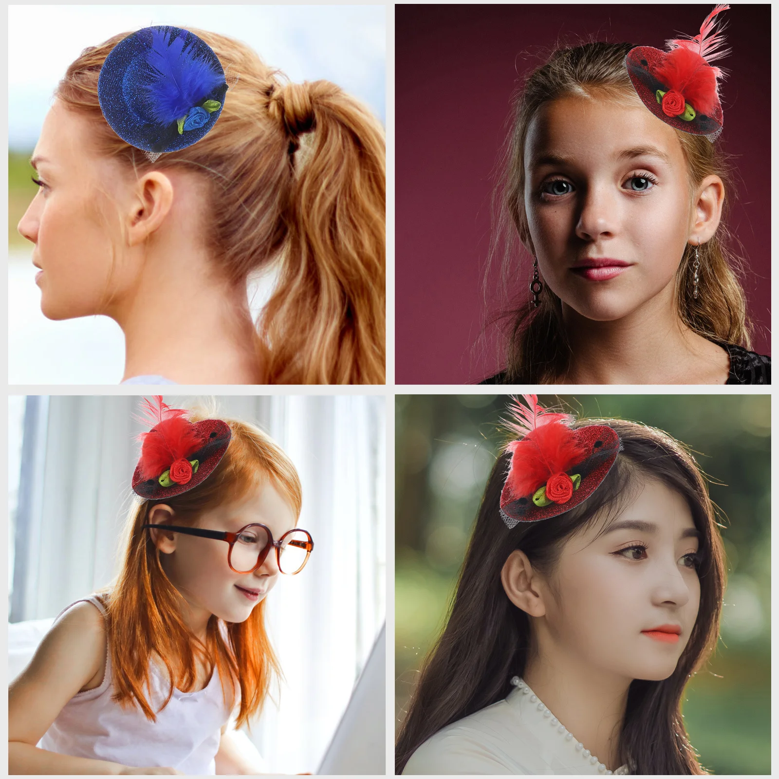 6 قطع من مشابك شعر القبعة الصغيرة، دبابيس شعر أنيقة على شكل بلوم، مشابك حفلات خفيفة الوزن، مشبك إكسسوارات شعر جميلة