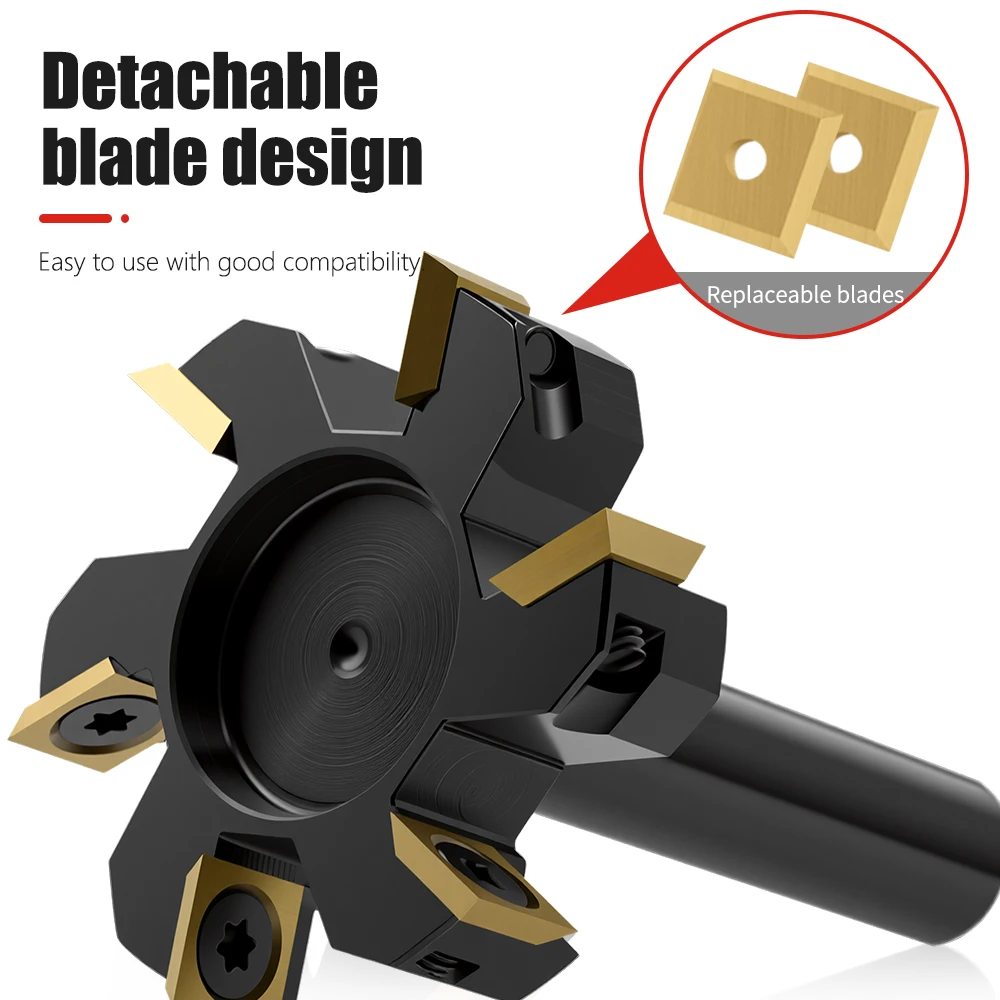 AURWOF 1/2 Inch Shank 6 Flutes T-Slot Cutter, Black Nano Coated Carbide Woodworking Router Bit for Grooving & Dado Cutting X13FA