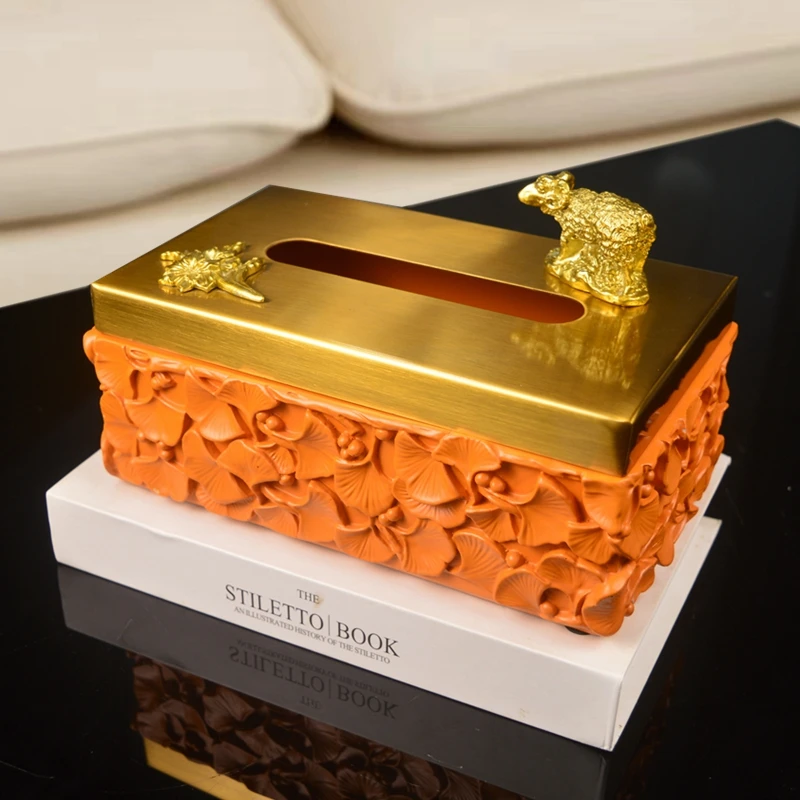 

European Style Brass Tissue Box Removable Napkin Luxury Copper Animal Rectangular Container Toilet Paper Holder