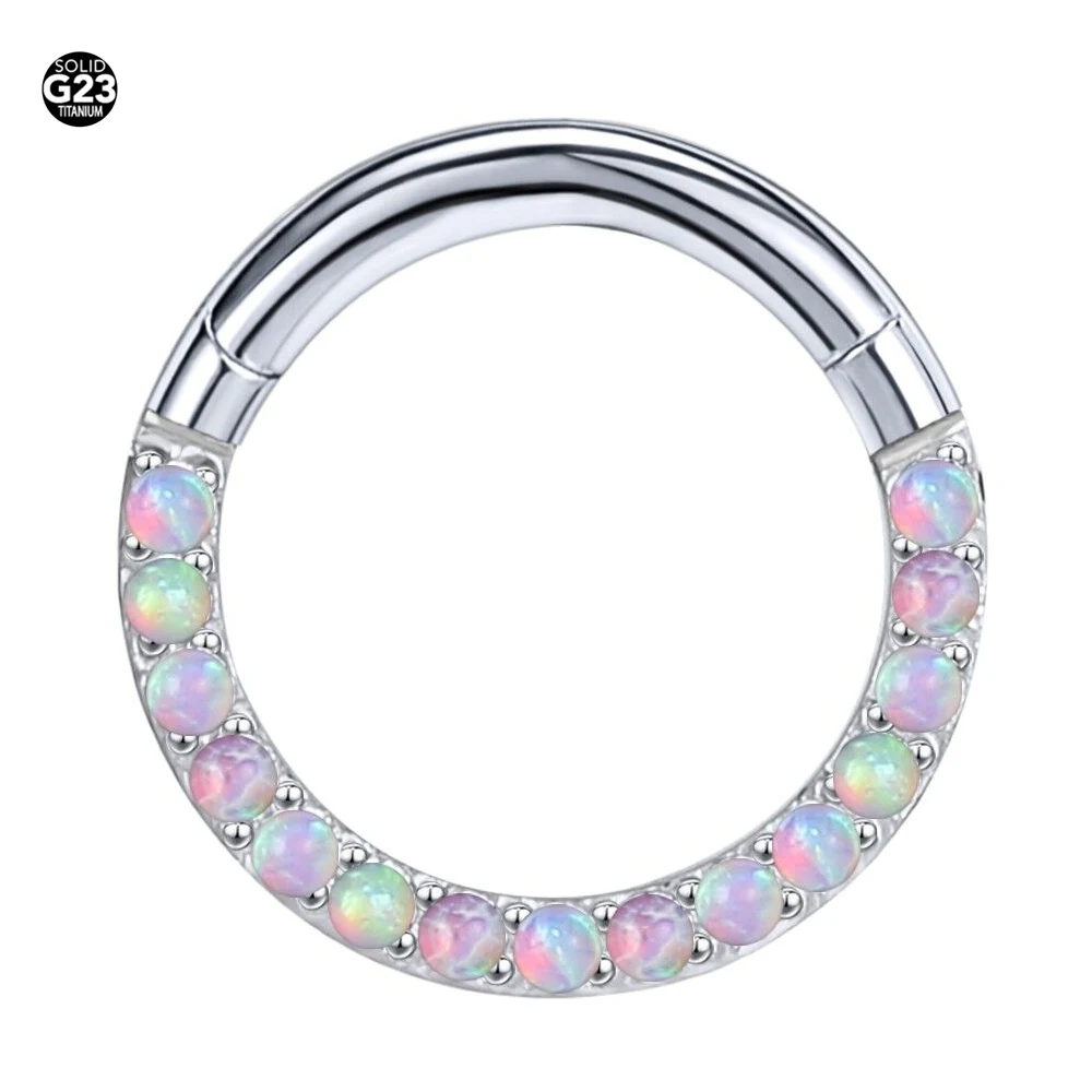 New Titanium Septum Piercing Nose Ring 8-10mm Opal Hinged Segment Clicker Ear Cartilage Earrings Helix Lip Piercing Body Jewelry