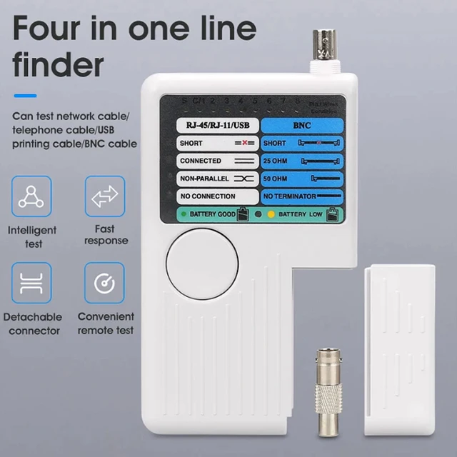 Profesjonalny wielofunkcyjny tester kabli sieciowych, RJ45, RJ11, USB, BNC, kabel LAN, Cat5, Cat6, tester przewodów, 4 w 1 DIY