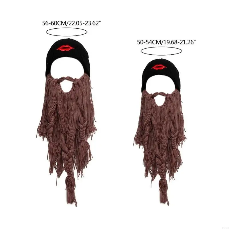 Elastic Beard Hat Winter Knit Balaclava Hat for Adult Kids Keep Full Face Cover Masquerade Theater Performances Supplies F3MD