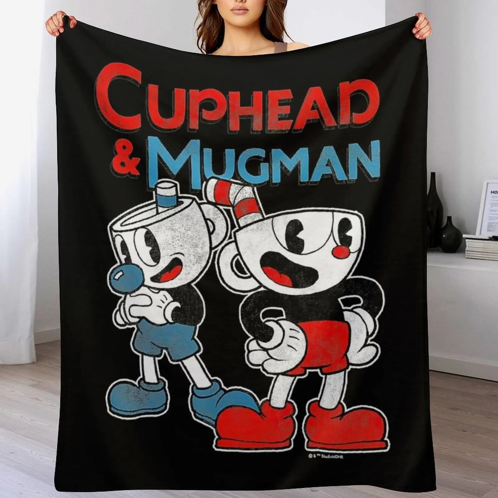 

Cuphead & Mugman Dynamic Duo Throw Blanket Stylish Couch Blanket for Home Living Room